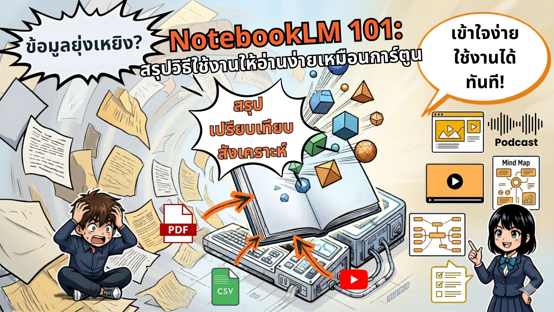 NotebookLM 101: สรุปวิธีใช้งานให้เหมือนอ่านมังงะ เข้าใจง่าย ใช้ได้ทันที
